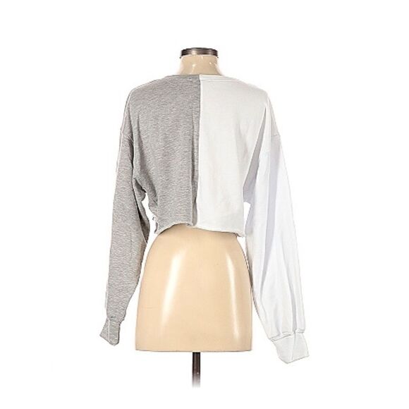 Fore✨Color Block Sweatshirt Grey White 100% Cotton - Picture 2 of 5